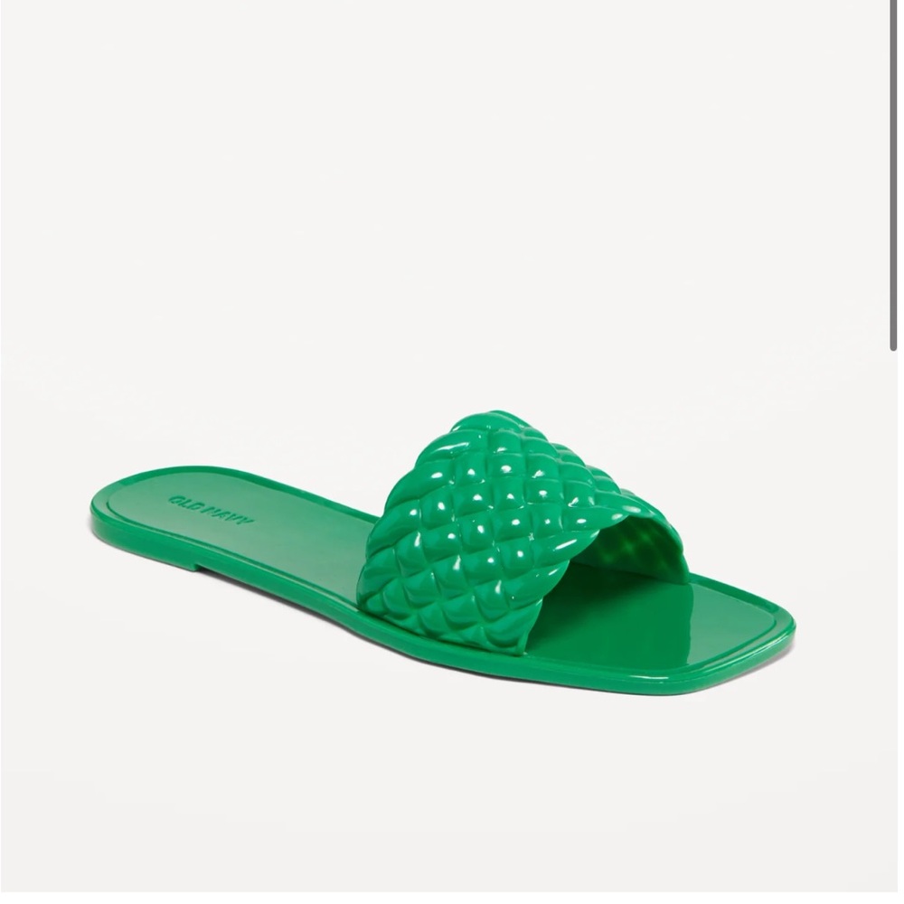 OLD NAVY Quilted Jelly Slide Sandals | Beach Cruiser Green